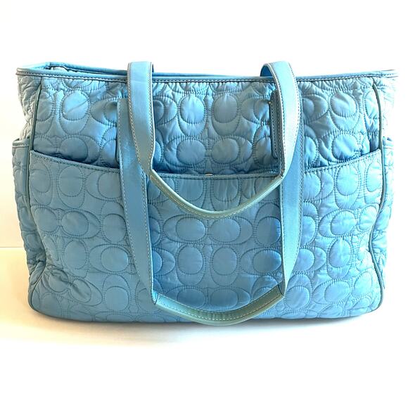 COACH VINTAGE Quilted Diaper Bag, Blue, Everyday Shoulder Bag - Picture 10 of 14
